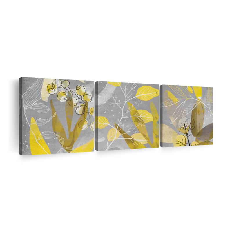 Plantes jaunes, reproduction sur toile, H 15 po x l 47 po x P 1,25 po