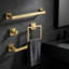 Ensemble d'accessoires de salle de bain haut de gamme en or brossé - Ensemble de 4 barres porte-serviettes murales en acier inoxydable de forme carrée pour salles de bain modernes