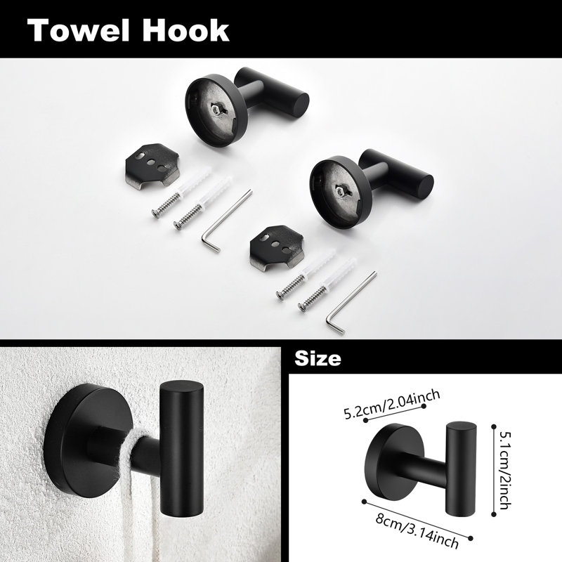6 - Piece Bathroom Hardware Set, Matte Black
