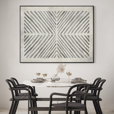 Modern Geometric Pattern Black and White Line Design Extra Large Framed Wall Art Print Decor (Framed Assembly Required)