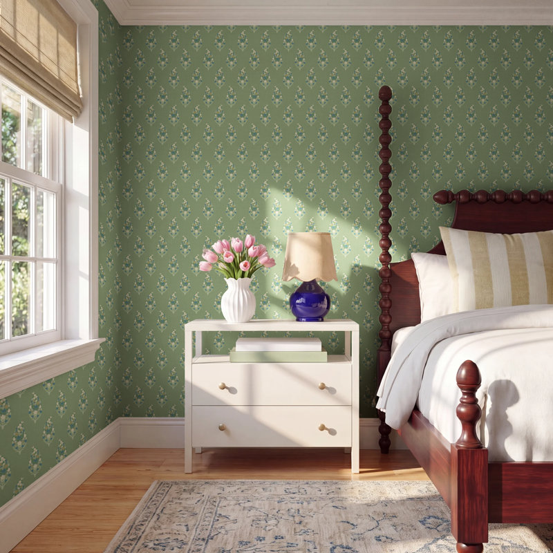 Papier peint motif cachemire, Vert