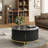 31.5" Modern Round Coffee Table With Hidden Storage: Flip-top Lid & Sliding Doors-992624406-992624396