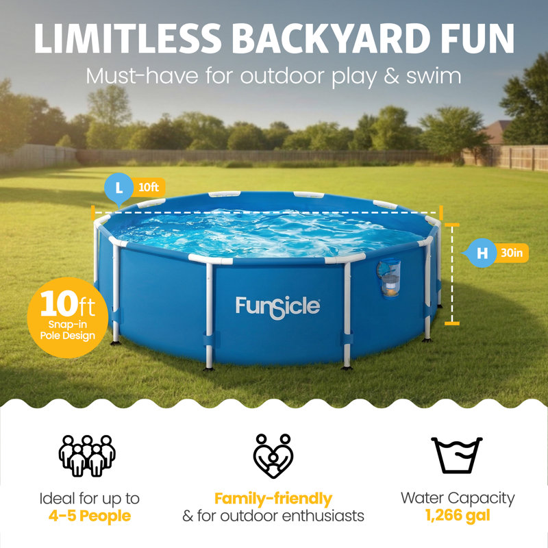 Ensemble de piscine hors-terre à cadre rond 10 pi x 30 po Funsicle, 10 pi x 30 po, FiltraBoost Pump