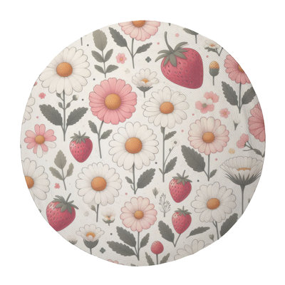 Strawberry Flower Fields Braided Rug