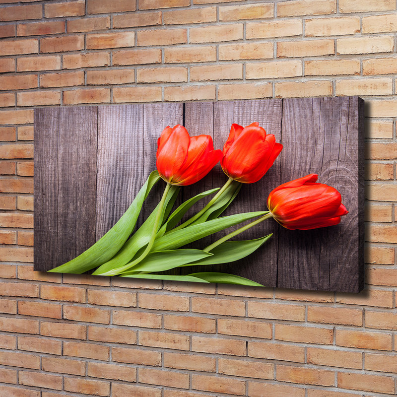 Red Tulips - Wrapped Canvas Print