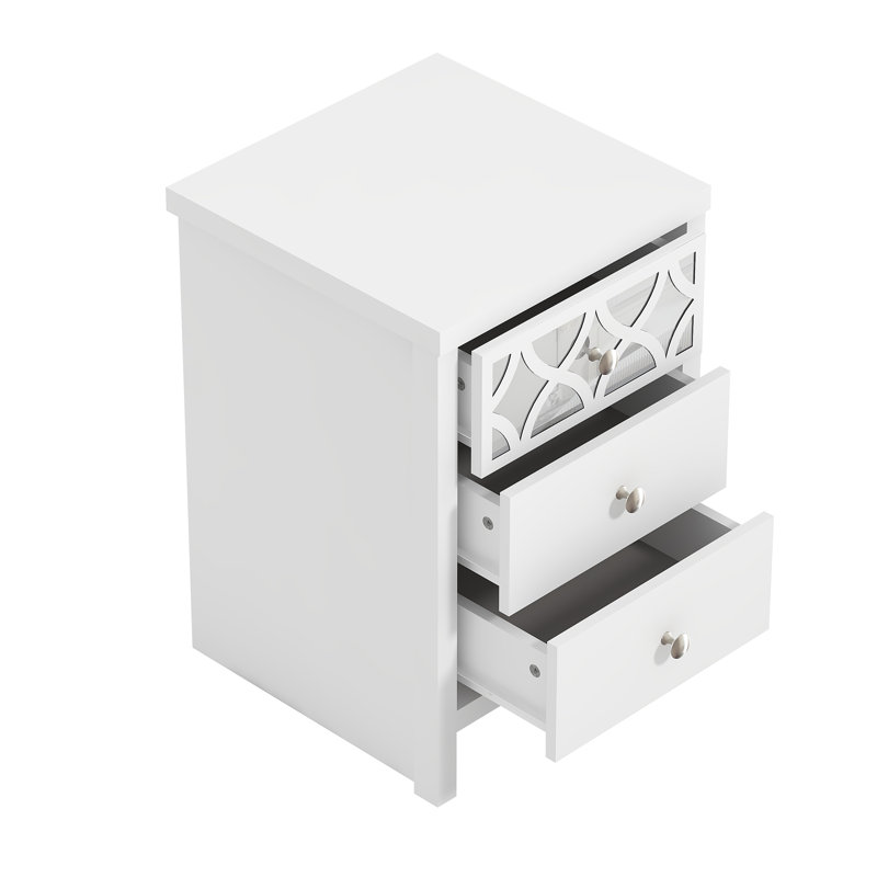 IrisVibe 3 Drawer Bedside Table, White