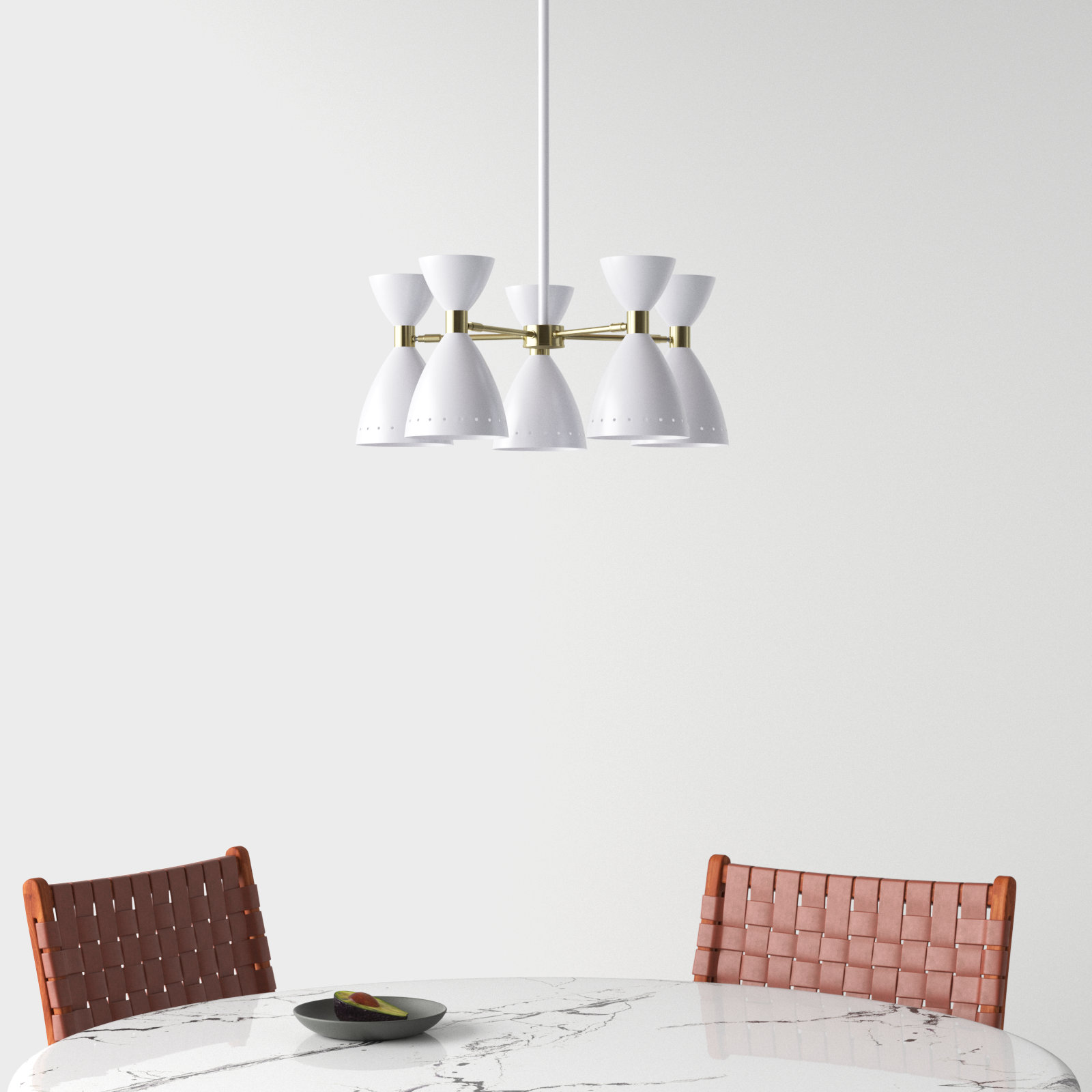 Bimini 5-Light Metal Geometric Shaded Chandelier, White