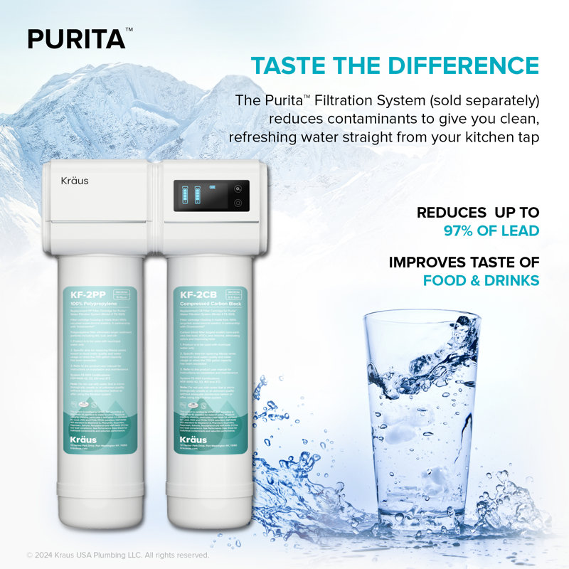 KRAUS Replacement Filter Cartridges for Purita 2-Stage Under Sink Water Filtration System with Carbon Block and Polypropylene Filters (Set Of 2)