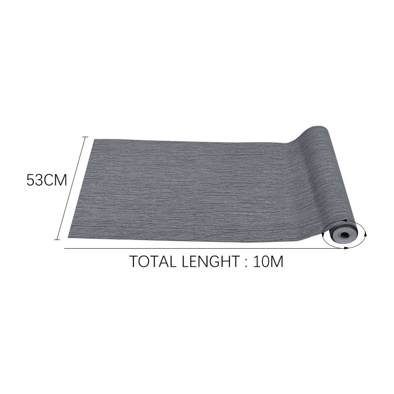 Mikyra 10m x 53cm Flocked Wallpaper Roll, Dark Grey