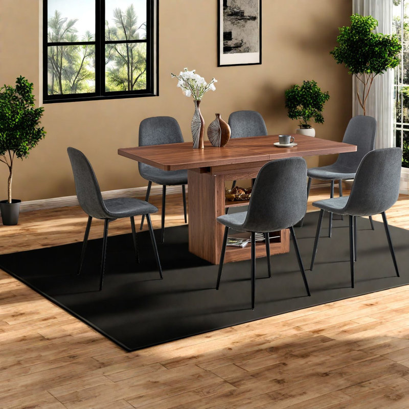 Ensembles de tables de salle à manger extensibles modernes avec rangement, conception en MDF en tissu, idéal pour les cuisines