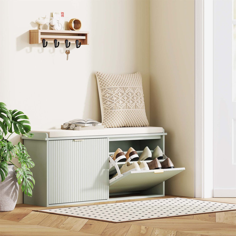 Shoe Storage Bench, 47cm H x 104cm W x 26cm D, Green