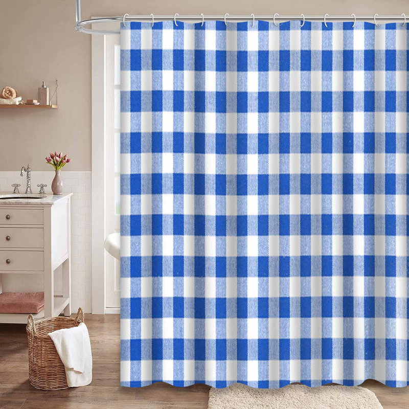 Rideau de douche en tissu bleu avec 12 crochets, L 72 po x l 84 po