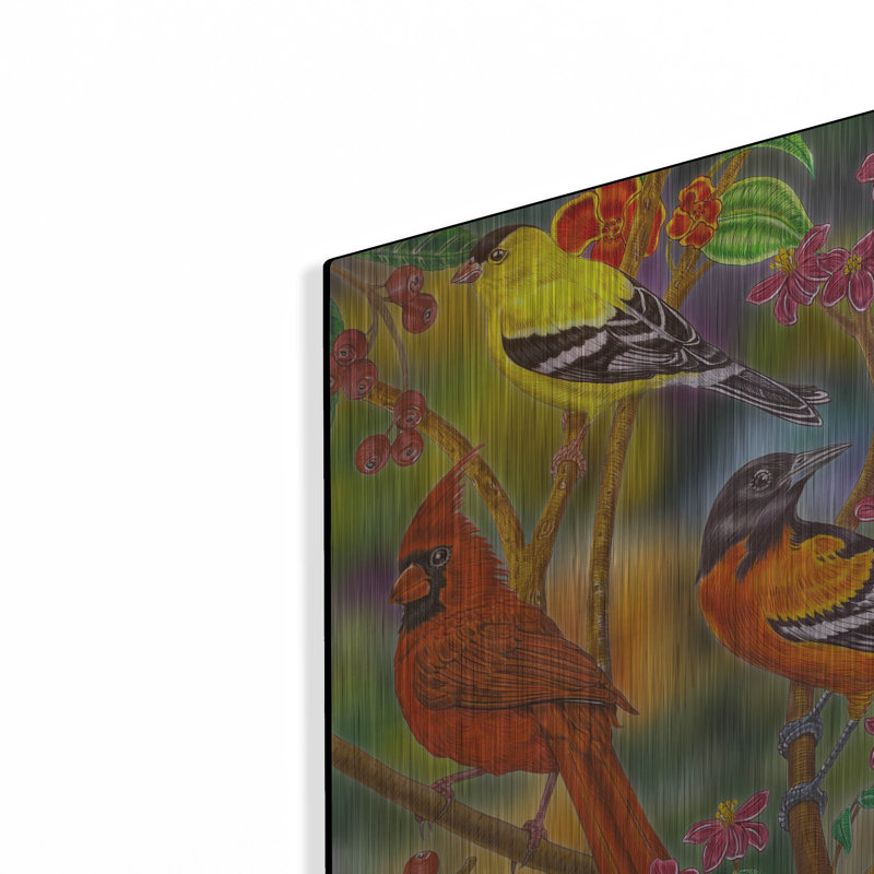 «Song Birds Collage» par Tim Jeffs, art mural en métal, H 12 po x l 16 po