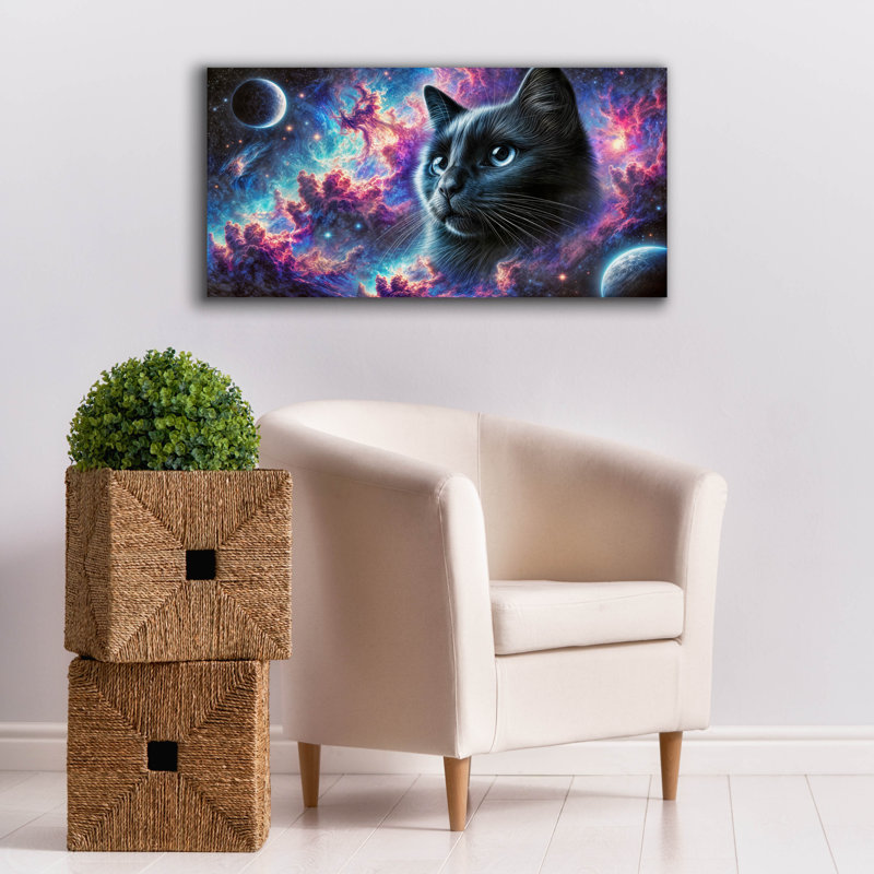 «Cat Universe» par Rey Klimt, art mural sur toile, H 20 po x l 40 po