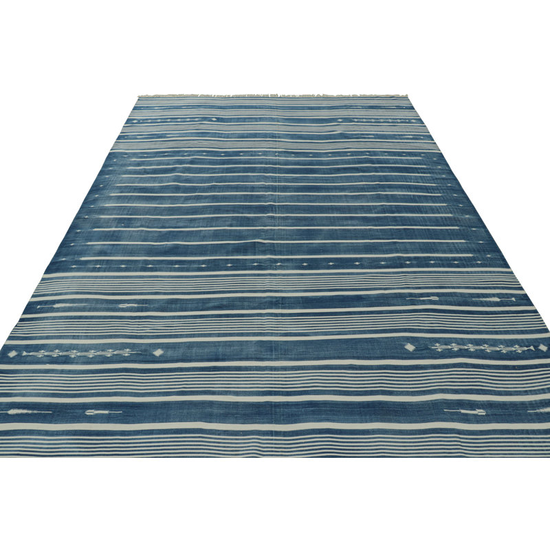 Kilim & Flat Weave Cotton Striped Area Rug, Rectangle 12' x 15'