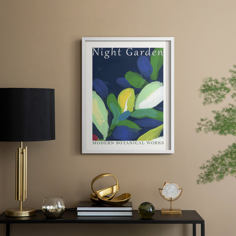 «Night Garden Exposition Posters II», reproduction encadrée - bois massif, Blanc