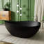 Baignoire à surface solide en forme d'œuf de 63 po à courbes ondulées, baignoire profonde autoportante sans soudure avec bonde et trop-plein - Sanctuaire de spa pour salles de bain luxueuses-101056271