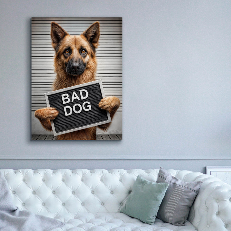  «Bad Dog» par Rey Klimt, art mural sur toile, 40 po x 54 po, H 54 po x l 40 po x P 1,5 po