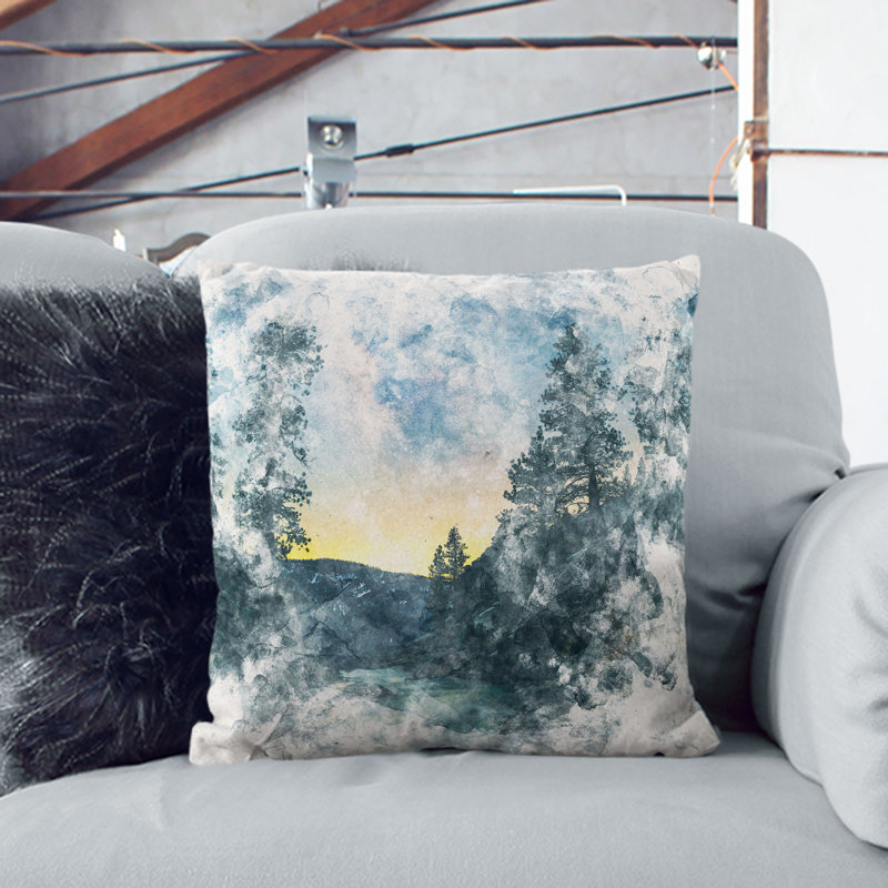 Mountain Stream Cushion with Filling, 40cm H x 40cm W x 15cm D