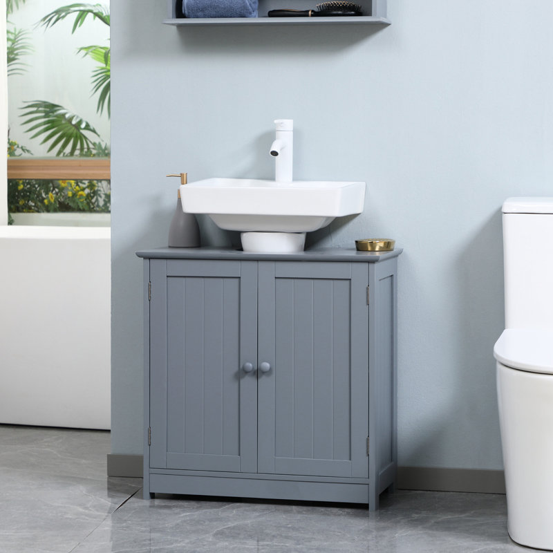 Gray Bathroom Cabinet For Under Sink. Space Saving With 2 Doors And Shelf. Added Storage Space. Adjustable Shelf Option. Strong Build. 33 Lbs Capacity. 23.5" L X 11.81" W H Sink Storage, Gray. &