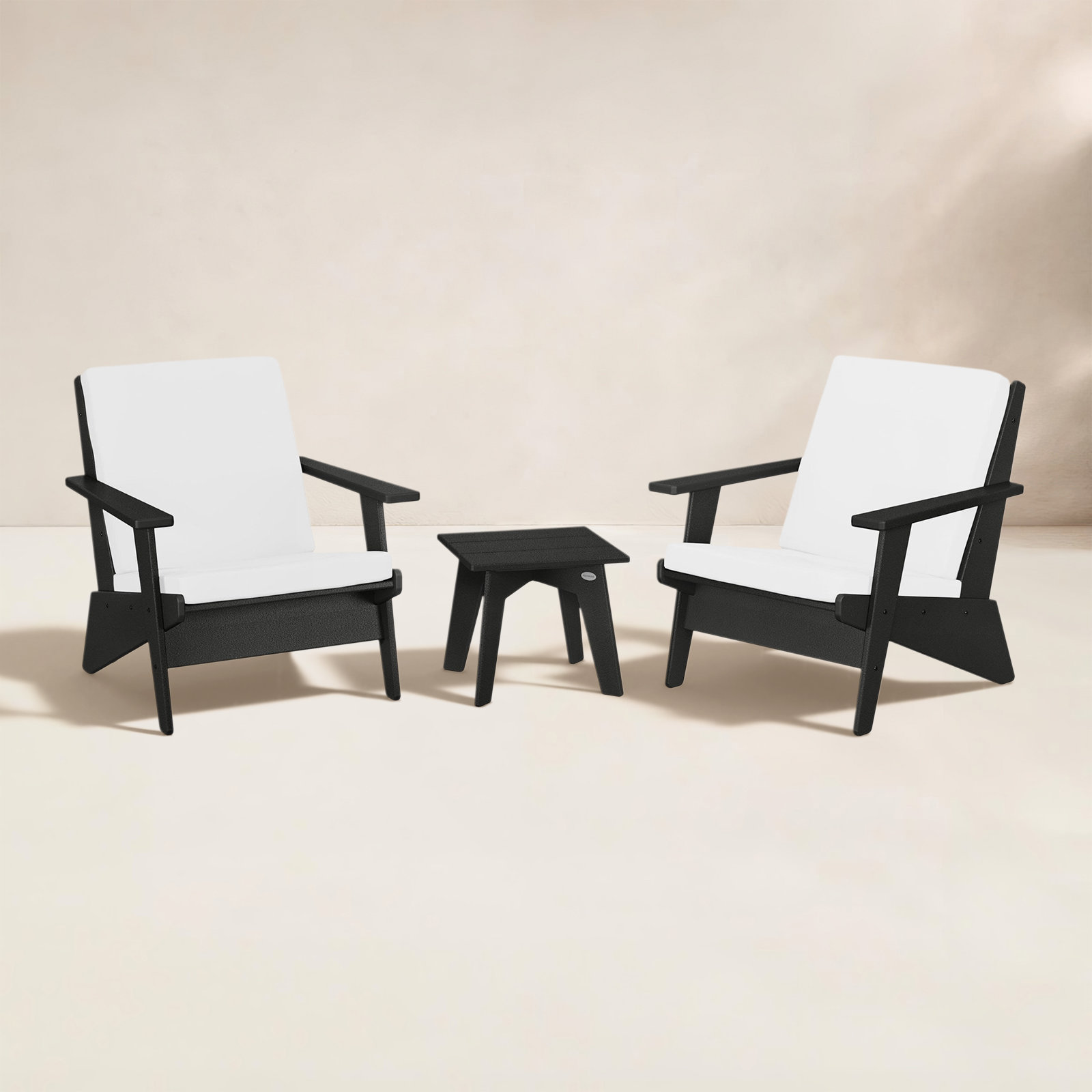 POLYWOOD® Riviera 2-Person Patio Seating Group, Natural, Black