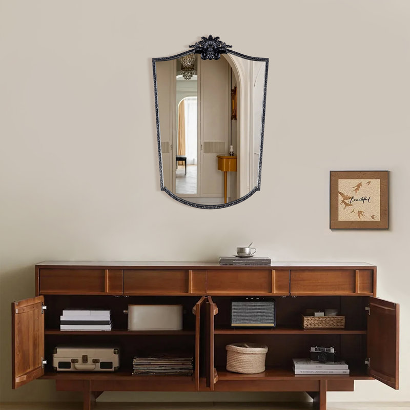Miroir d'appoint mural Lindon, 24 po x 18 po, Noir antique