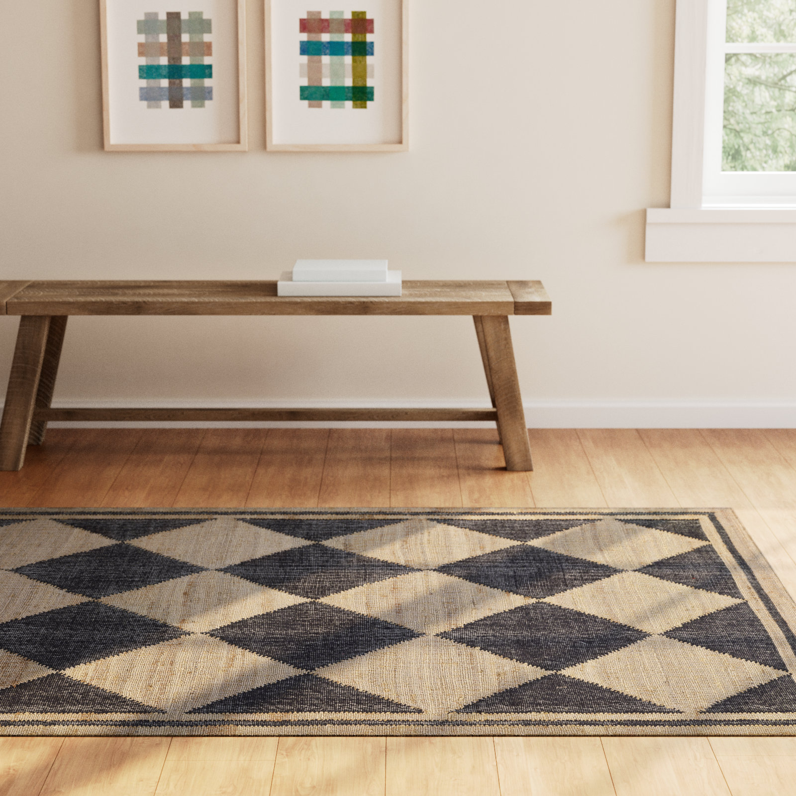 Orchard Black Hand-Woven Geometric Jute Rug, Rectangle 10' x 14'