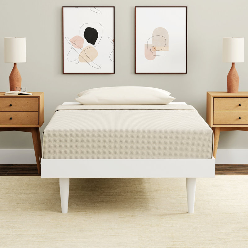 Base de lit plateforme en bois, White