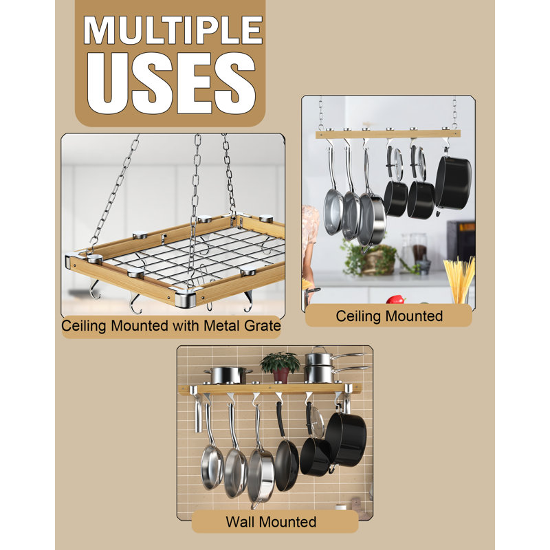 Cooks Standard 4-pack Solid Cast Aluminum Ceiling Hooks For Pot Rack, Fixed Hook
