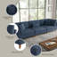Seemab 3 - Piece Upholstered Corduroy Modular Sectional with Pillow Back and Solid Wood Legs