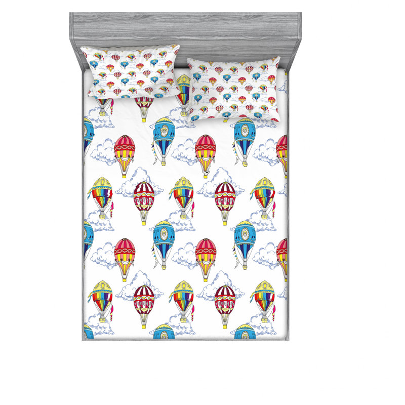 Ensemble de draps Sketches Clouds, Ensemble de draps pour lit double avec un drap-hou