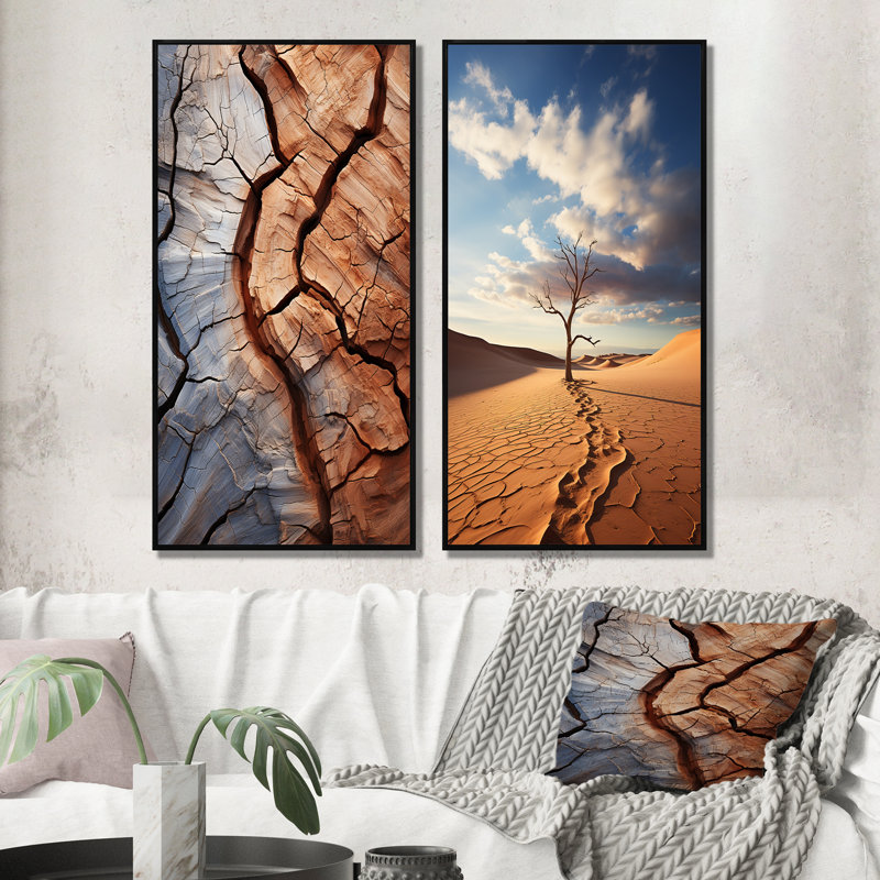 «Desert Textures Of The Sand I», 2 pièces sur toile, H 20 po x l 24 po, Cadre noir