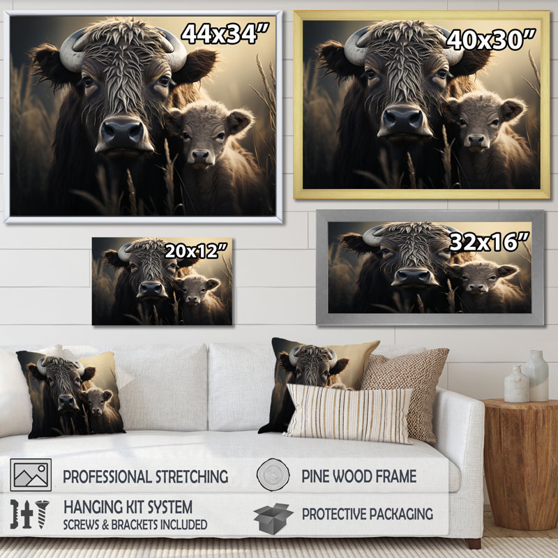 " Brown Buffalo Gentle Guardians ", Wrapped Canvas, 24" H x 32" W x 1" D