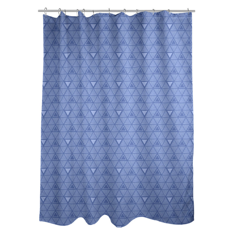 Rideau de douche simple à triangles à main classique Patricia Geoffrey, Bleu ciel