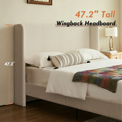 Linda Upholstered Wingback Bed