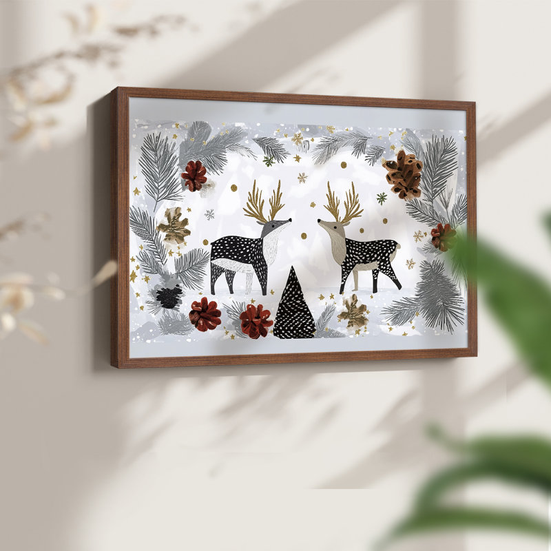 Chirstmas Art-CCLVI -Framed Print - Restickable, H 8 po x l 10 po, Noyer