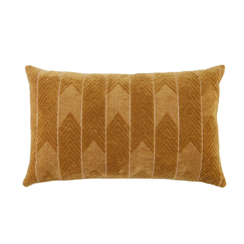 Floretta 100% Cotton Lumbar Rectangular Pillow, Mustard	Chevron, No Fill, Rectangle 16" H x 24" W