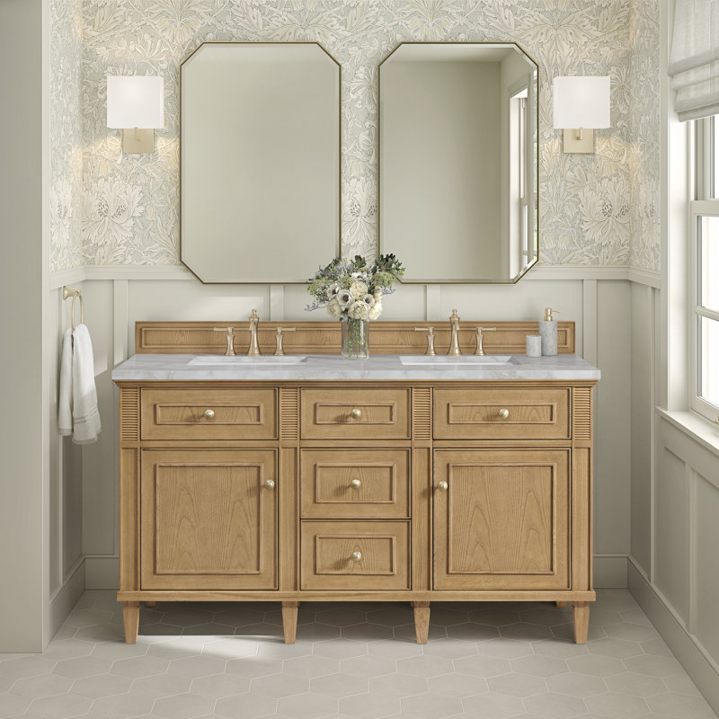 Lorelai 60'' W Double Vanity, Whitewashed Oak, Tajnar Eclos