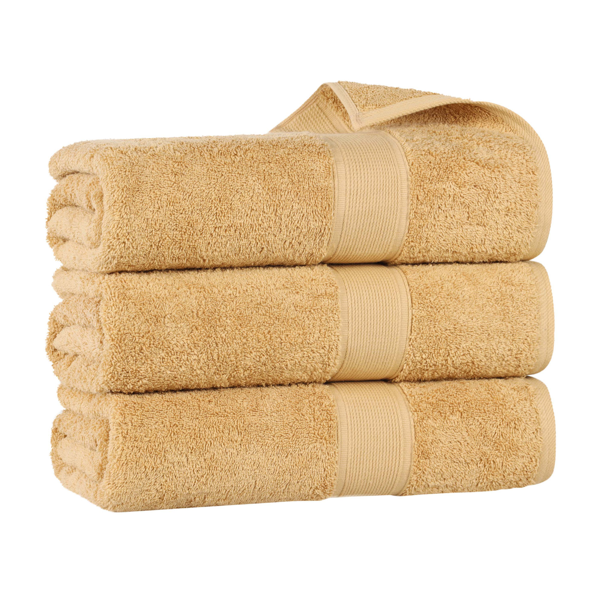 Lyndon Organic Cotton Medium Weight Towel Set, 3 Bath Towel Set, Gold