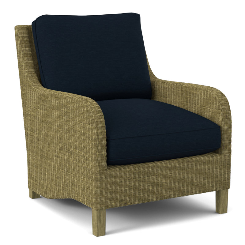 Fauteuil large 29 po Gibraltar, Tissu écossais taupe; 0126-73, Laiton