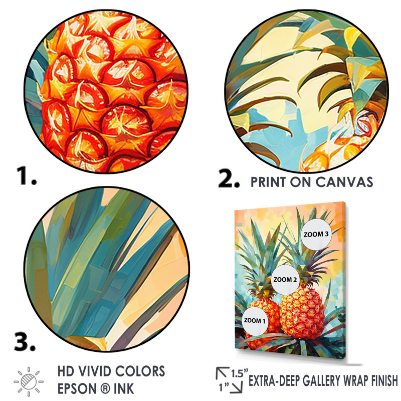 Sérénade ensoleillée à l'ananas, Cadre flottant blanc, H 40 po x l 30 po x P 1,5 po