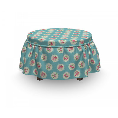 Housse pour repose-pieds cercles et fleurs
