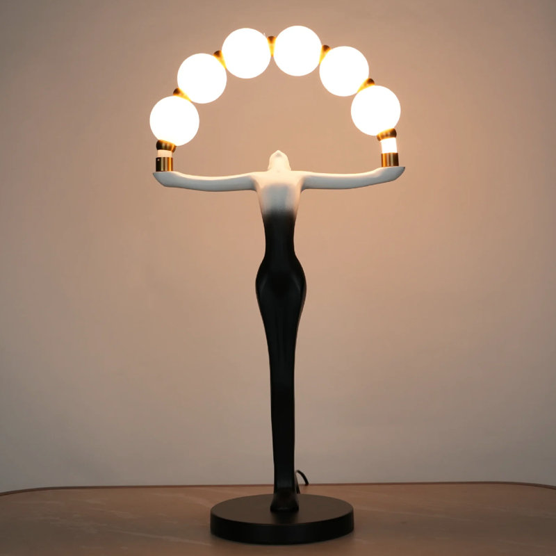Lampe de table Arch Art Sculpture, Blanc/Noir