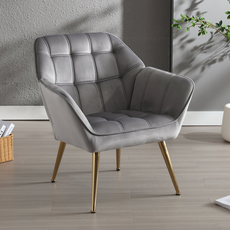 Ailigael Upholstered Armchair Accent Chair Side Chair Metal Legs Frame for Living Room,BedRoom , in Grey