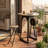 Domenique Accent Tables Metal Fir Wood Iron Space-Saving Folding Stools 30x30x41 Inches Brown Finish Home Office Bedroom Living Room Set of 3