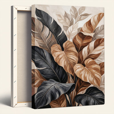 "Gallery Wrap", art mural sur toile pour le salon, la chambre à coucher, le bureau ou le vestibule - décoration murale décorative avec feuilles tropicales