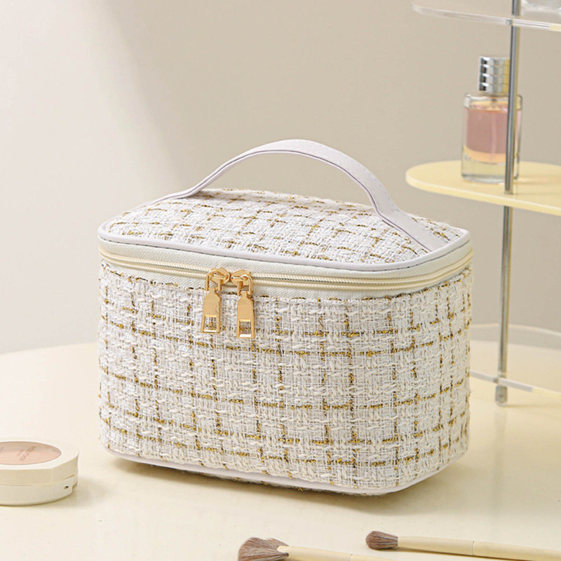 Grande trousse à maquillage grande capacité de voyage, Blanc