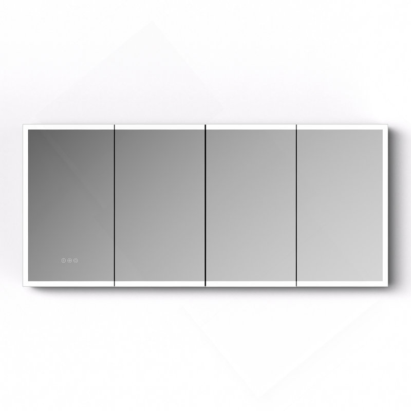 LED Lighted Medicine Cabinet With Mirror, 72*32Inches Bathroom Mirror Cabinet With Lights,Recessed Or Wall Mounted, 3 Color Temperaturesanti-Fog