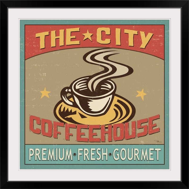 « coffeehouse i rétro », H 35 po x l 35 po x P 1,5 po, Toile