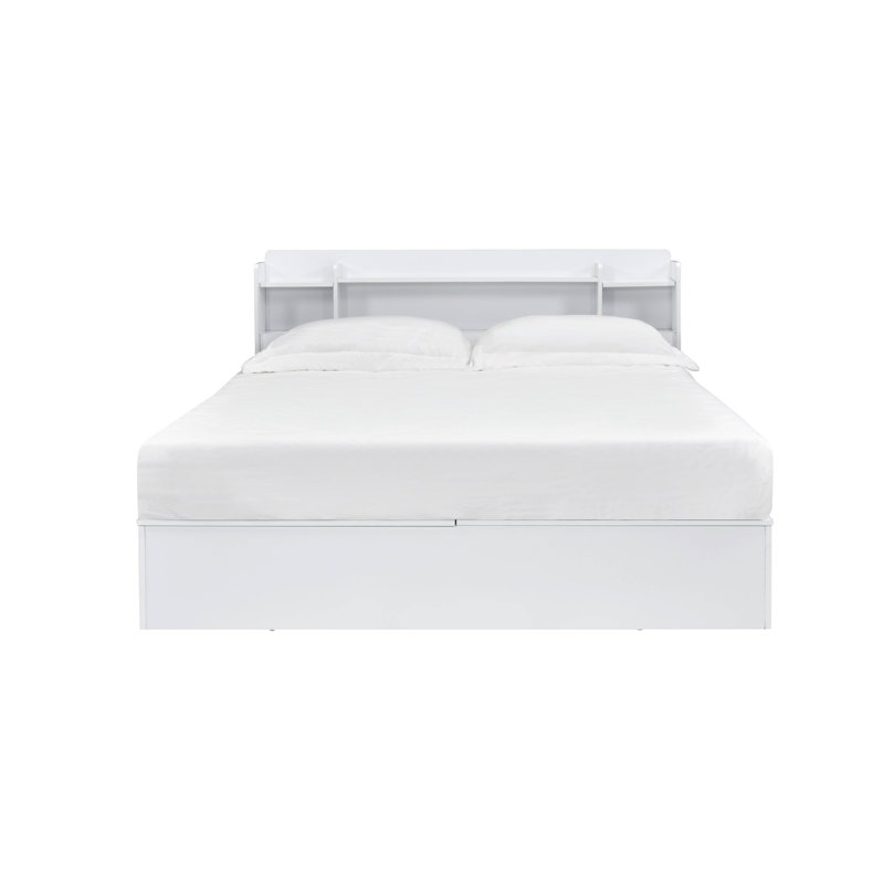 Lit avec rangement, Blanc, Grand lit